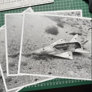 Riproduzioni multiple della stessa stampa fotografica analogica in bianco e nero 